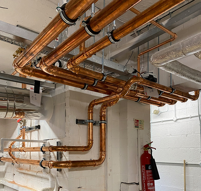 Pipework to a new gas boiler providing more efficient and cost-effective heating